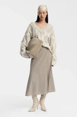 Relaxed-fit sweater in virgin wool with Aran knit