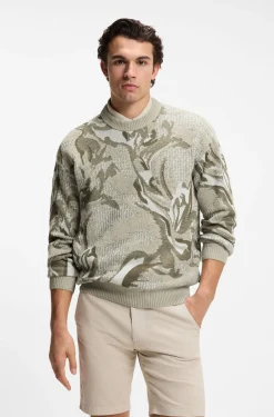 Relaxed-fit sweater with jacquard-knit pattern