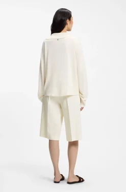 Relaxed-fit sweater with open collar