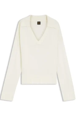 Relaxed-fit sweater with open collar