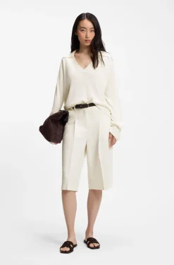 Relaxed-fit sweater with open collar