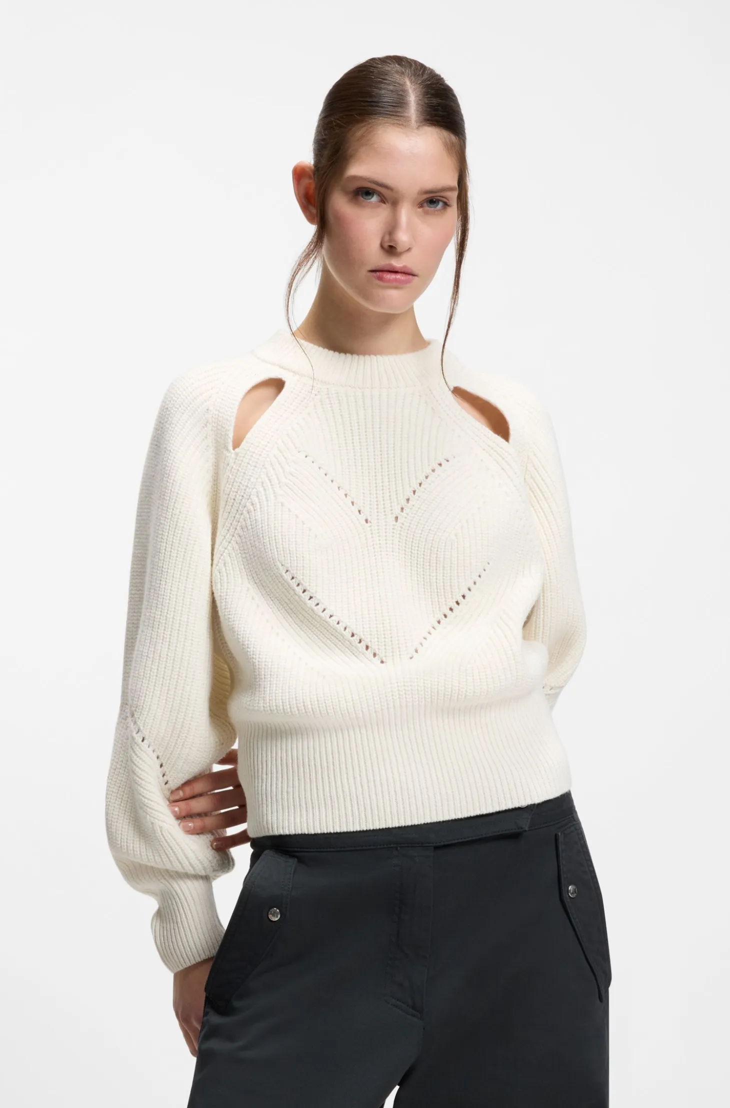 Relaxed-fit sweater with open-work knit