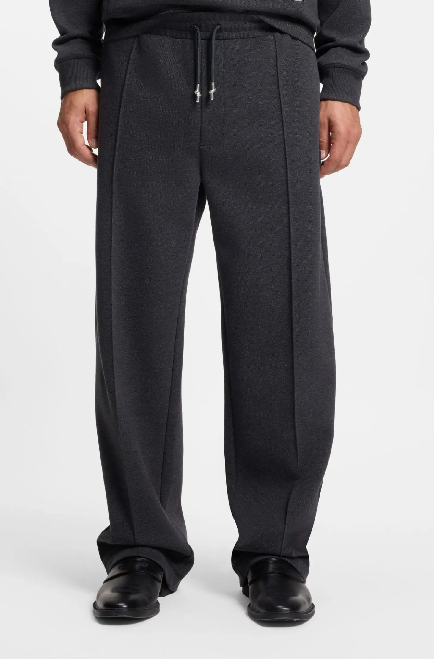 Relaxed-fit tracksuit bottoms with pintuck pleats