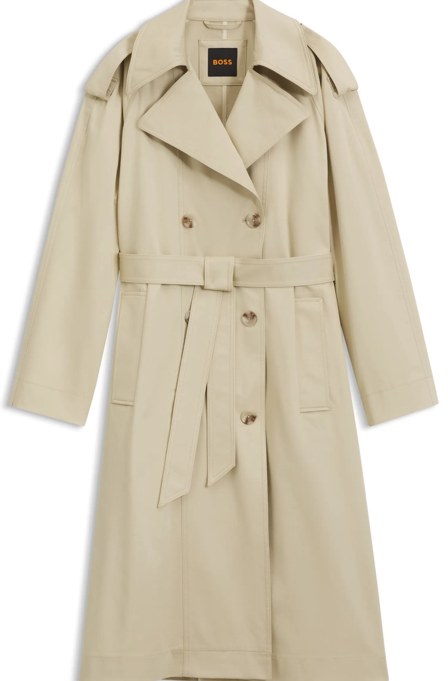 Relaxed-fit trench coat in water-repellent stretch cotton