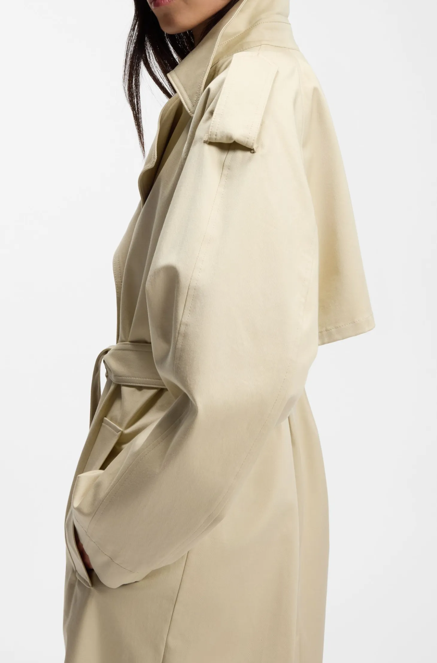 Relaxed-fit trench coat in water-repellent stretch cotton