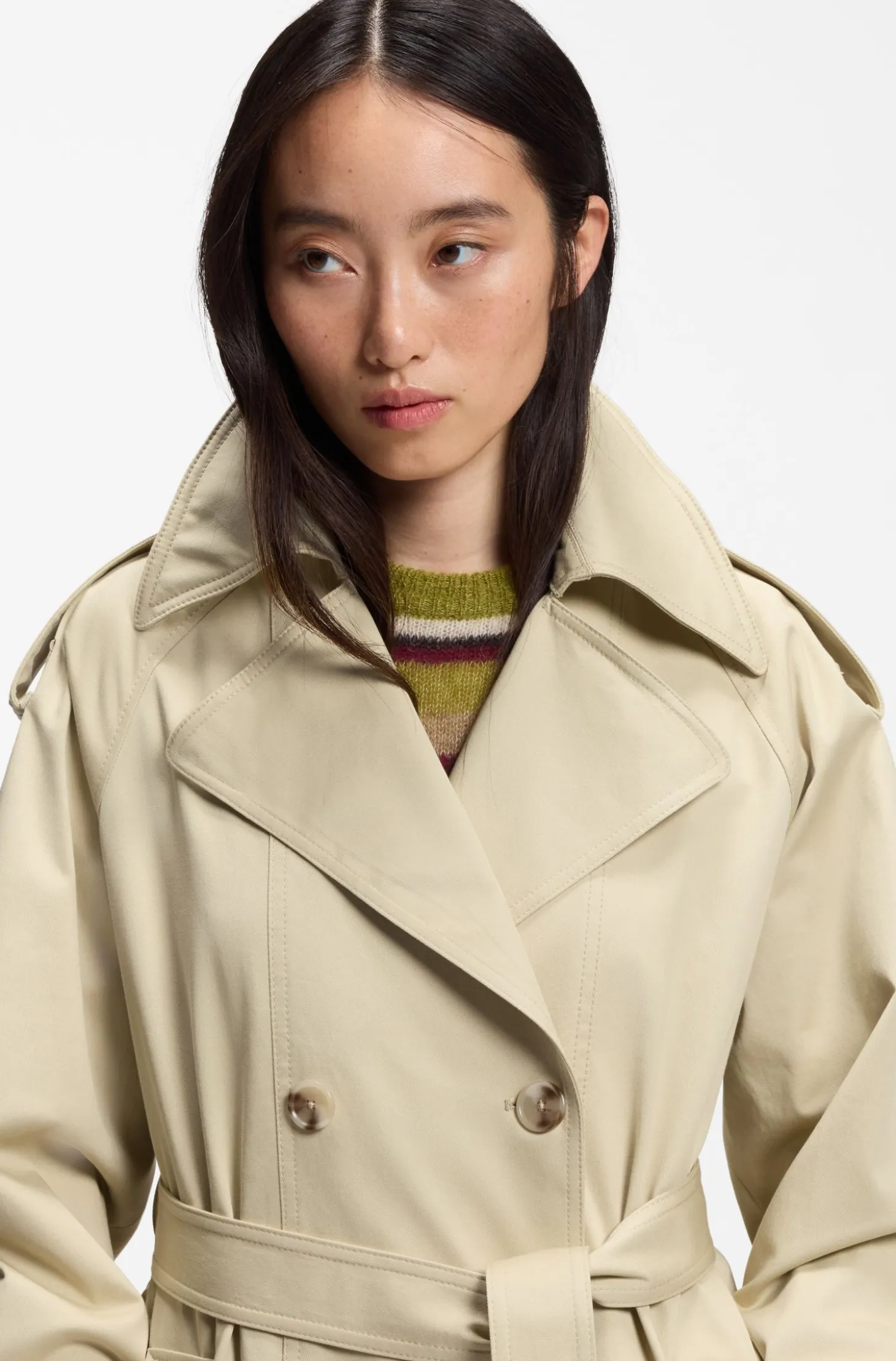 Relaxed-fit trench coat in water-repellent stretch cotton