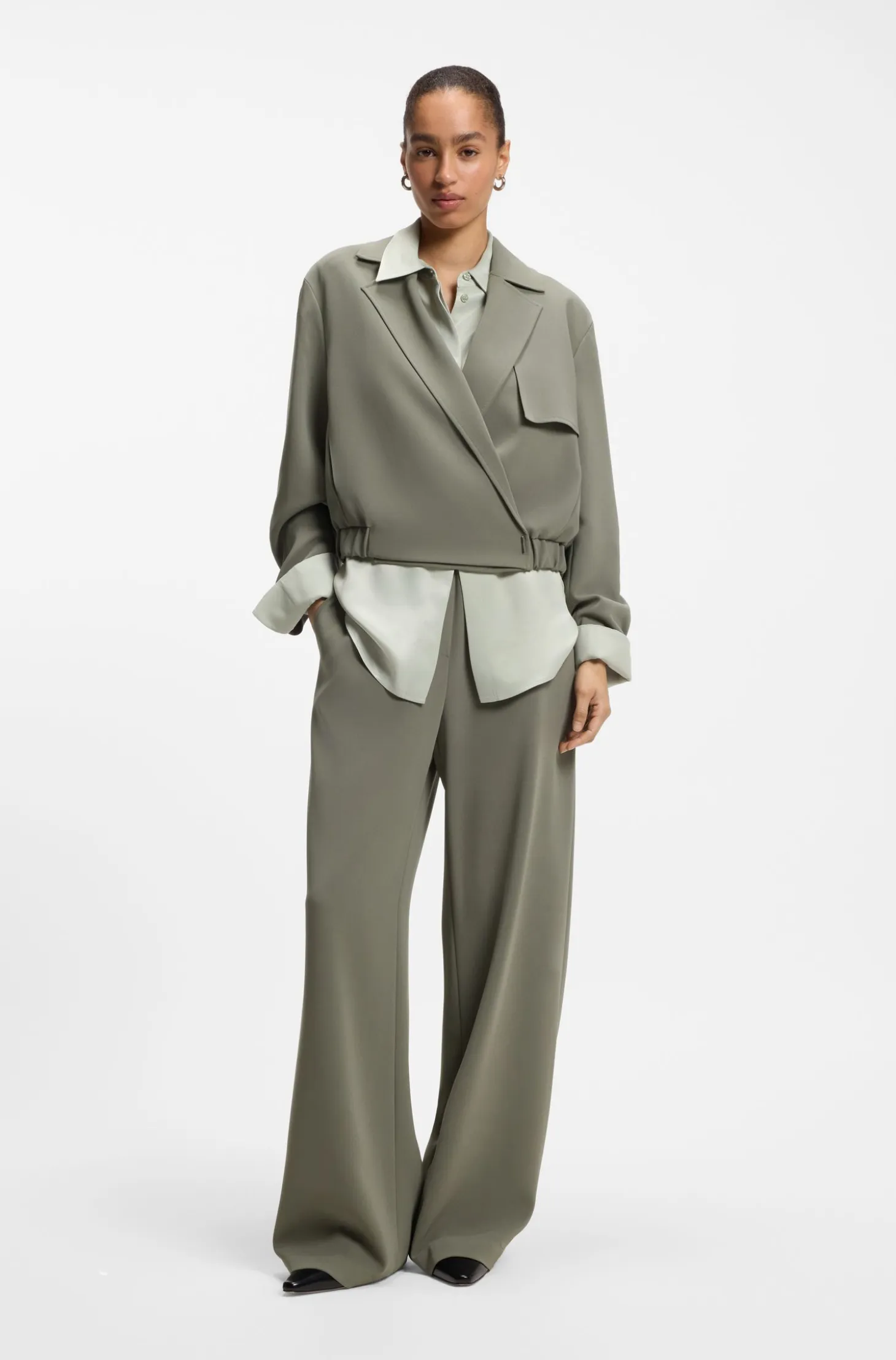 Relaxed-fit trousers in anti-static Japanese crepe