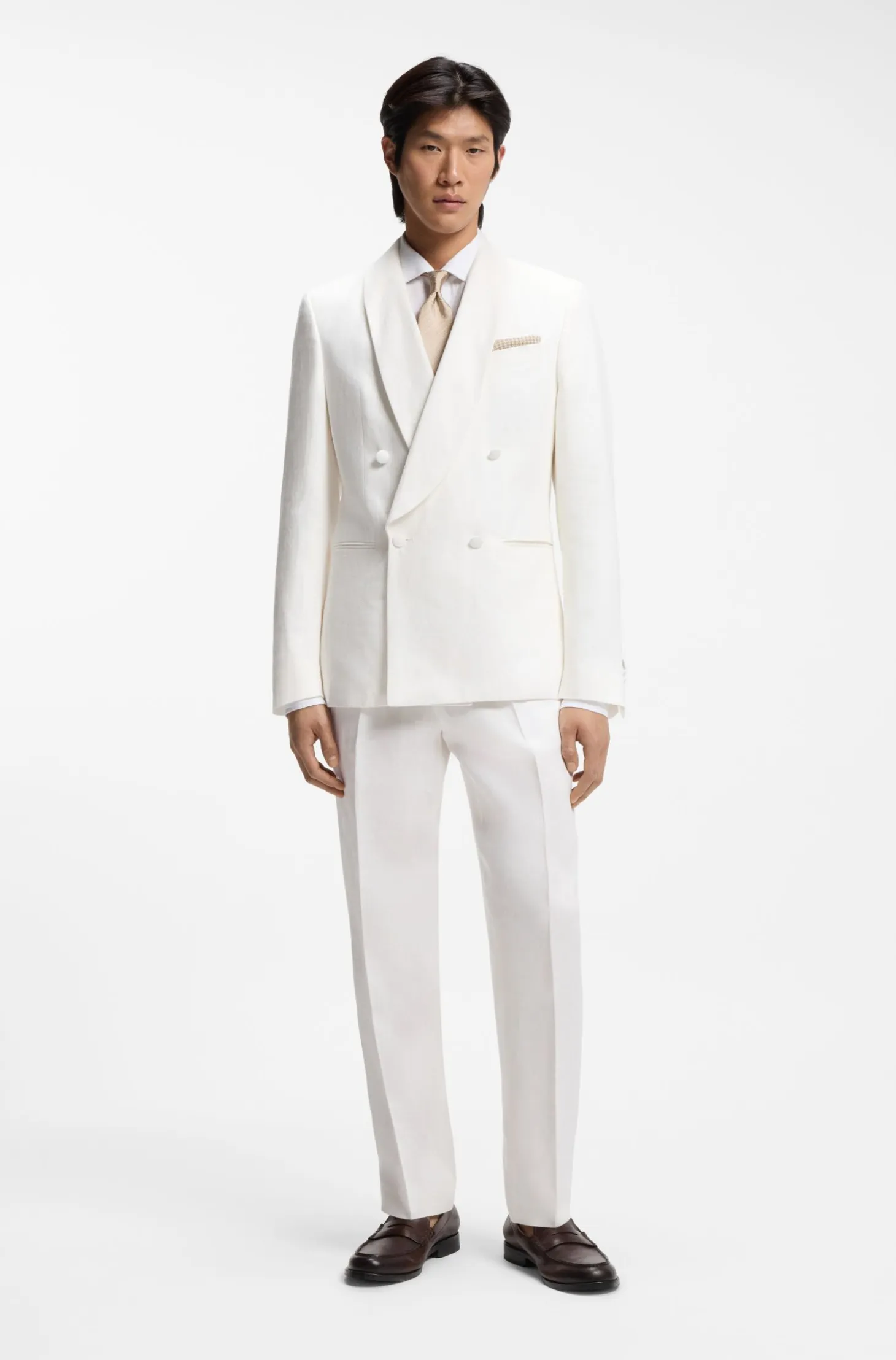 Relaxed-fit trousers in linen with front pleats