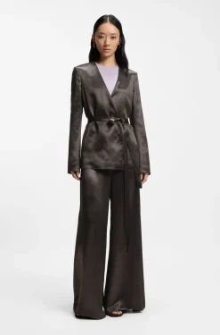 Relaxed-fit trousers in lustrous twill