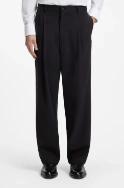 Relaxed-fit trousers in patterned virgin wool