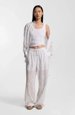 Relaxed-fit trousers with embroidered flowers
