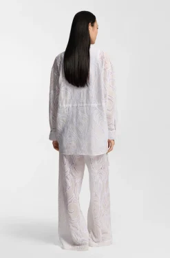 Relaxed-fit trousers with embroidered flowers