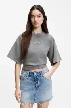 Relaxed-fit T-shirt in cotton terry with embossed logo