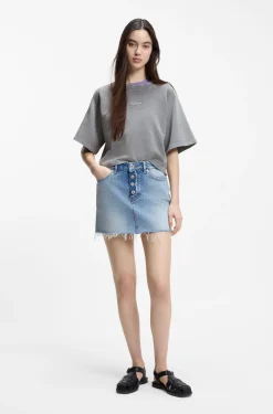 Relaxed-fit T-shirt in cotton terry with embossed logo