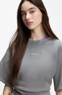 Relaxed-fit T-shirt in cotton terry with embossed logo