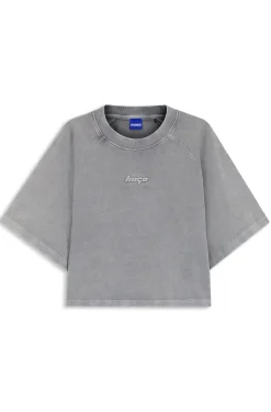 Relaxed-fit T-shirt in cotton terry with embossed logo