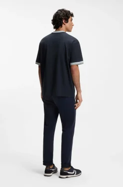 Relaxed-fit T-shirt in cotton with striped trims
