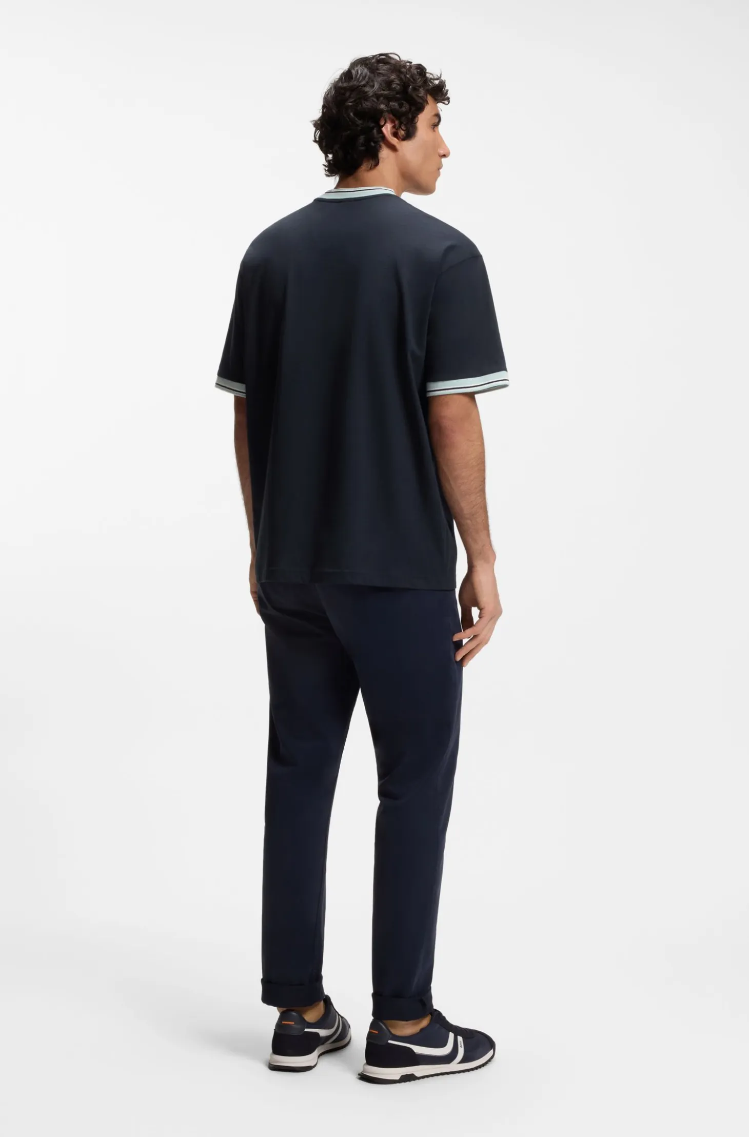 Relaxed-fit T-shirt in cotton with striped trims