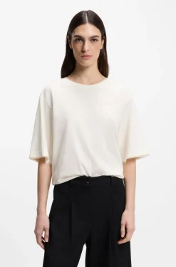 Relaxed-fit T-shirt in cotton with mesh trims