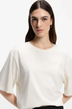 Relaxed-fit T-shirt in cotton with mesh trims