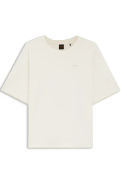 Relaxed-fit T-shirt in cotton with mesh trims