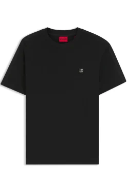 Relaxed-fit T-shirt in interlock cotton with embroidered shoulders
