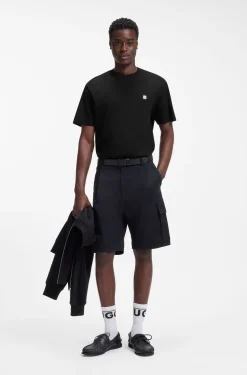 Relaxed-fit T-shirt in interlock cotton with embroidered shoulders