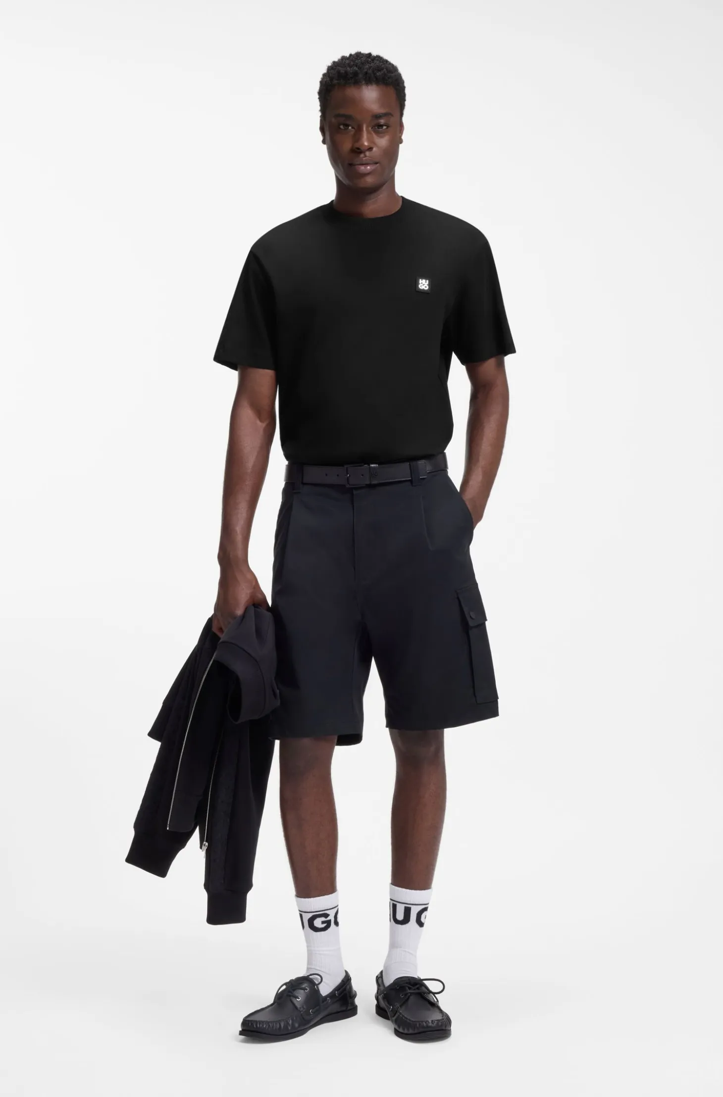 Relaxed-fit T-shirt in interlock cotton with embroidered shoulders