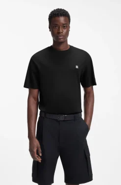 Relaxed-fit T-shirt in interlock cotton with embroidered shoulders