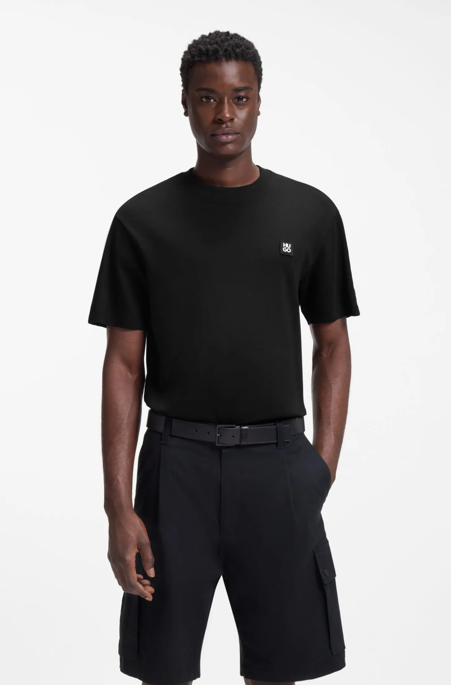 Relaxed-fit T-shirt in interlock cotton with embroidered shoulders