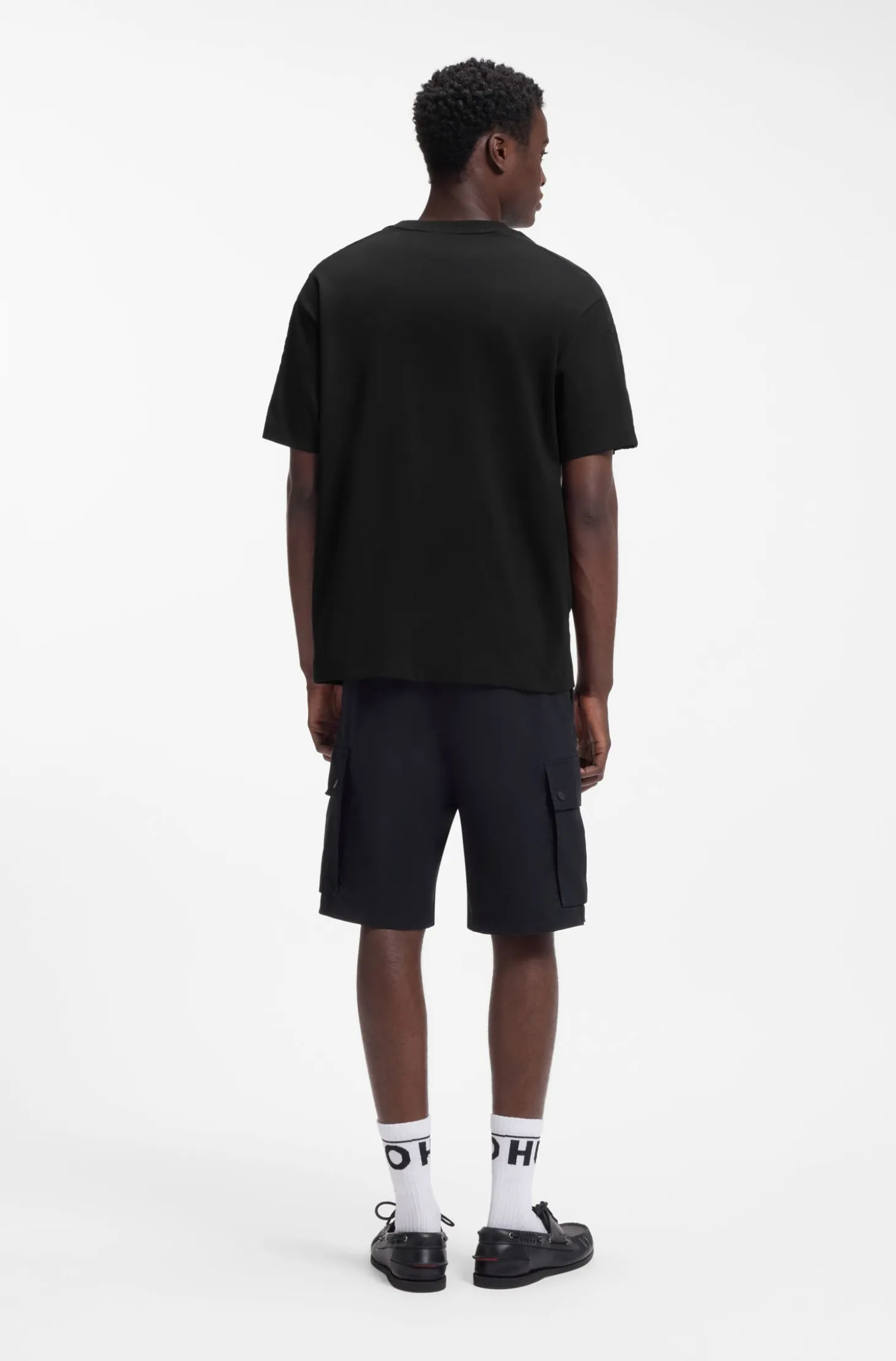 Relaxed-fit T-shirt in interlock cotton with embroidered shoulders