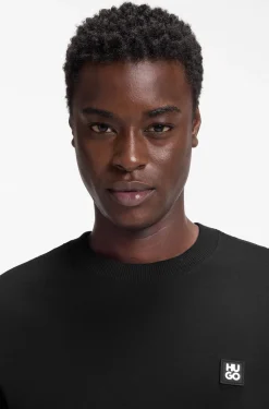 Relaxed-fit T-shirt in interlock cotton with embroidered shoulders