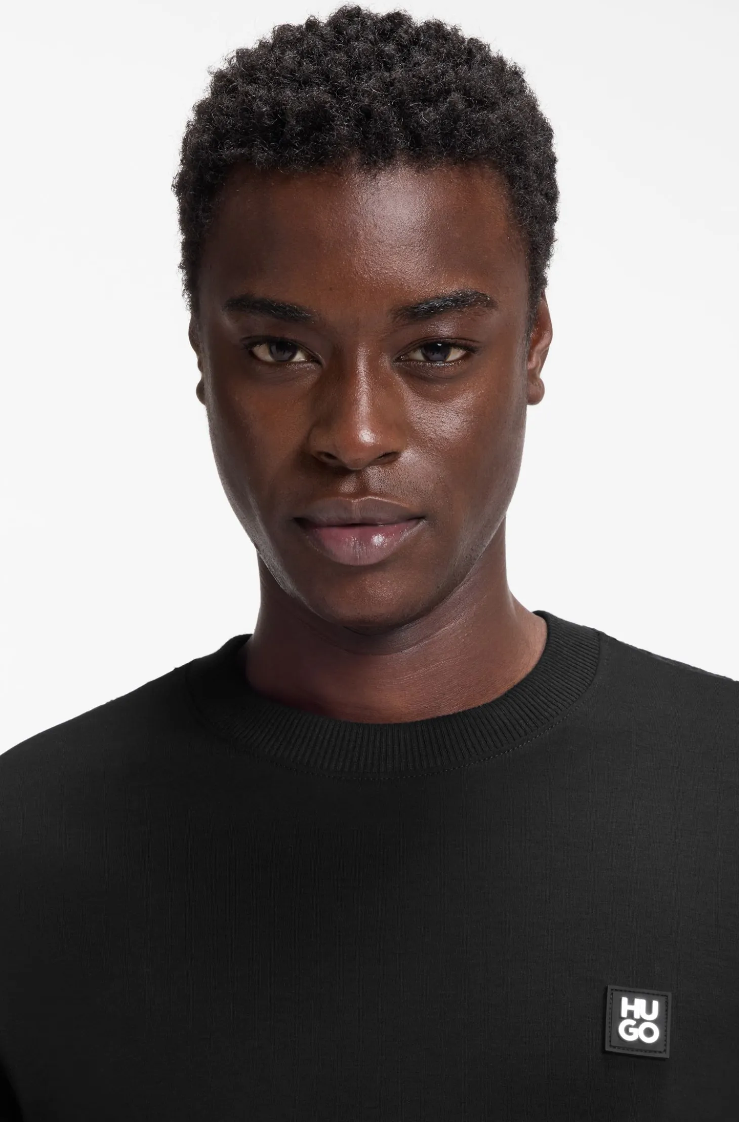 Relaxed-fit T-shirt in interlock cotton with embroidered shoulders