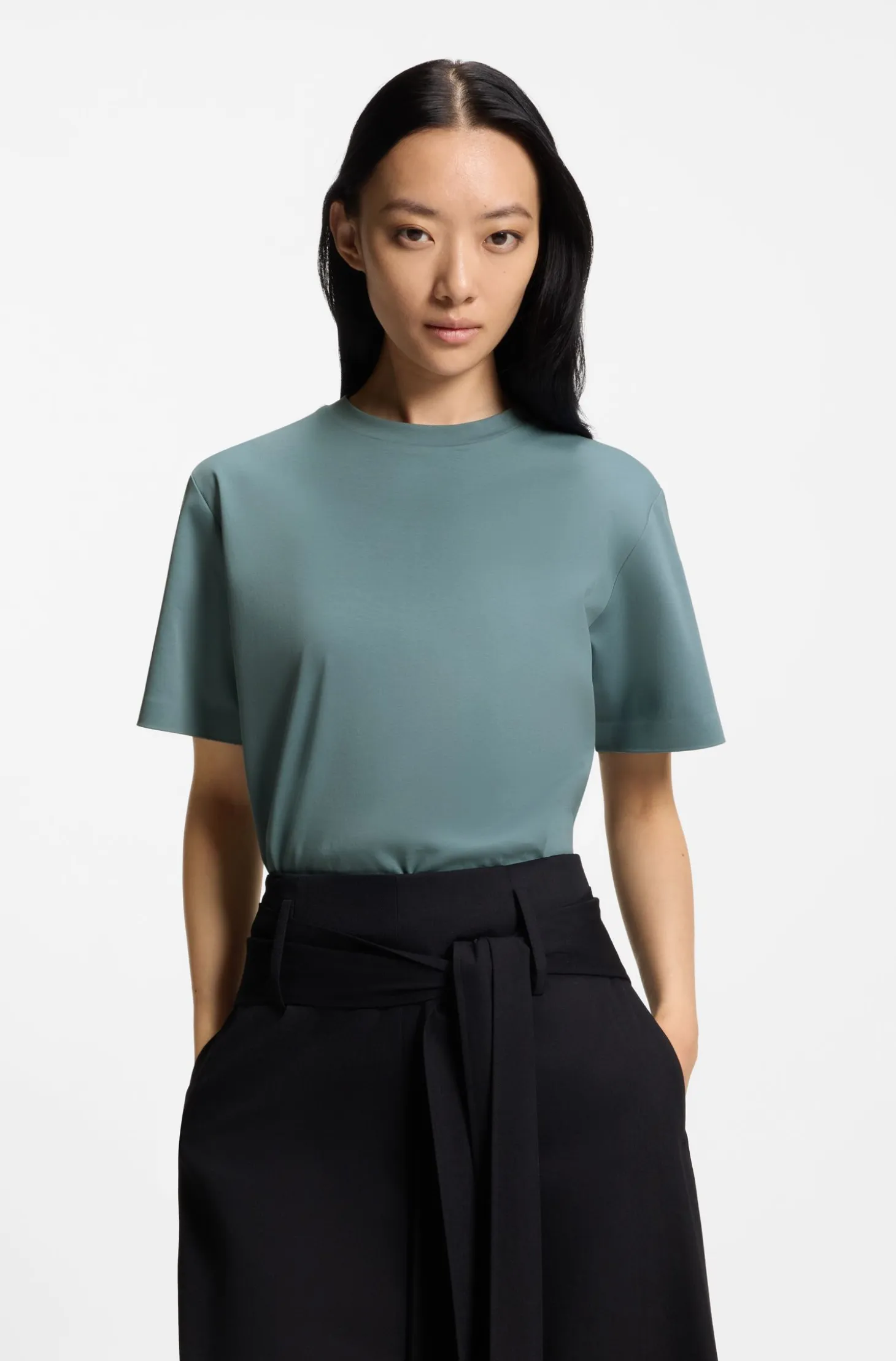 Relaxed-fit T-shirt in mercerised cotton
