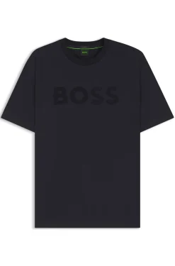 Relaxed-fit T-shirt in stretch cotton with tonal logo