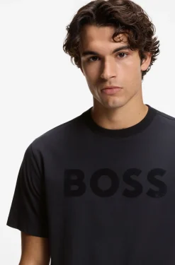 Relaxed-fit T-shirt in stretch cotton with tonal logo