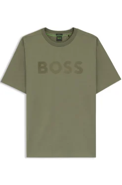 Relaxed-fit T-shirt in stretch cotton with tonal logo