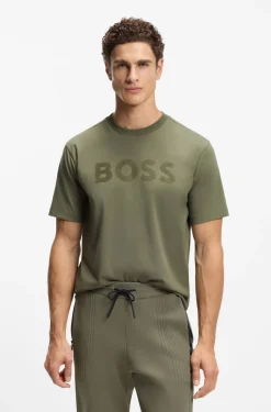 Relaxed-fit T-shirt in stretch cotton with tonal logo