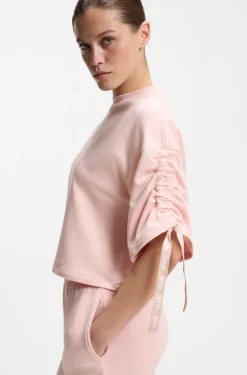 Relaxed-fit T-shirt with gathered sleeves
