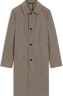 Relaxed-fit water-repellent coat in houndstooth virgin wool
