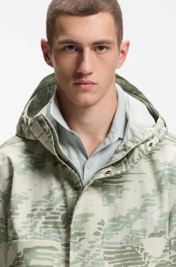 Relaxed-fit water-repellent jacket in printed ripstop fabric