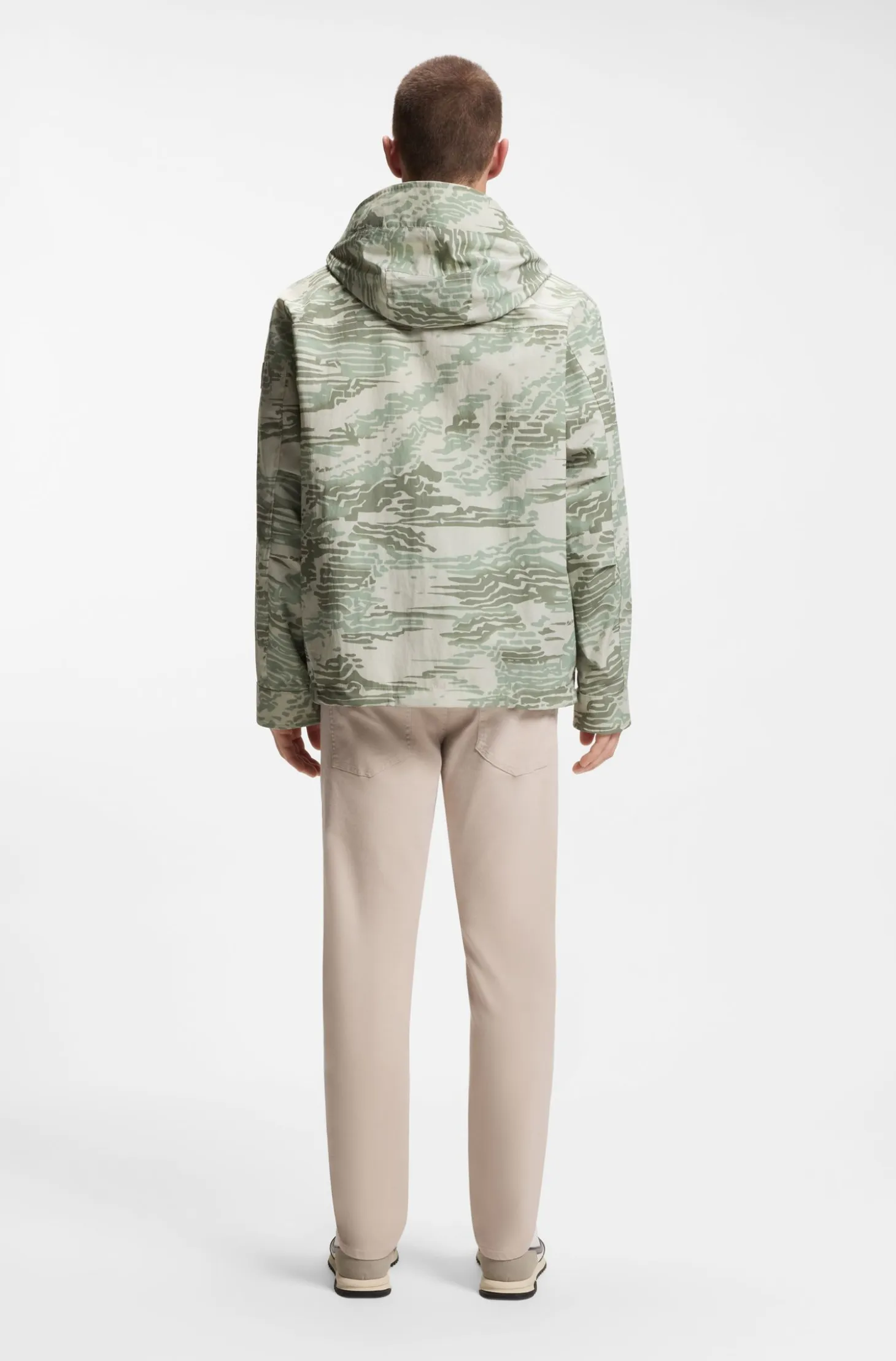 Relaxed-fit water-repellent jacket in printed ripstop fabric