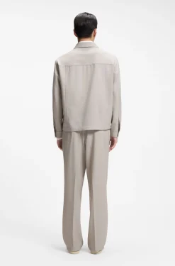 Relaxed-fit zip-up jacket in patterned virgin wool