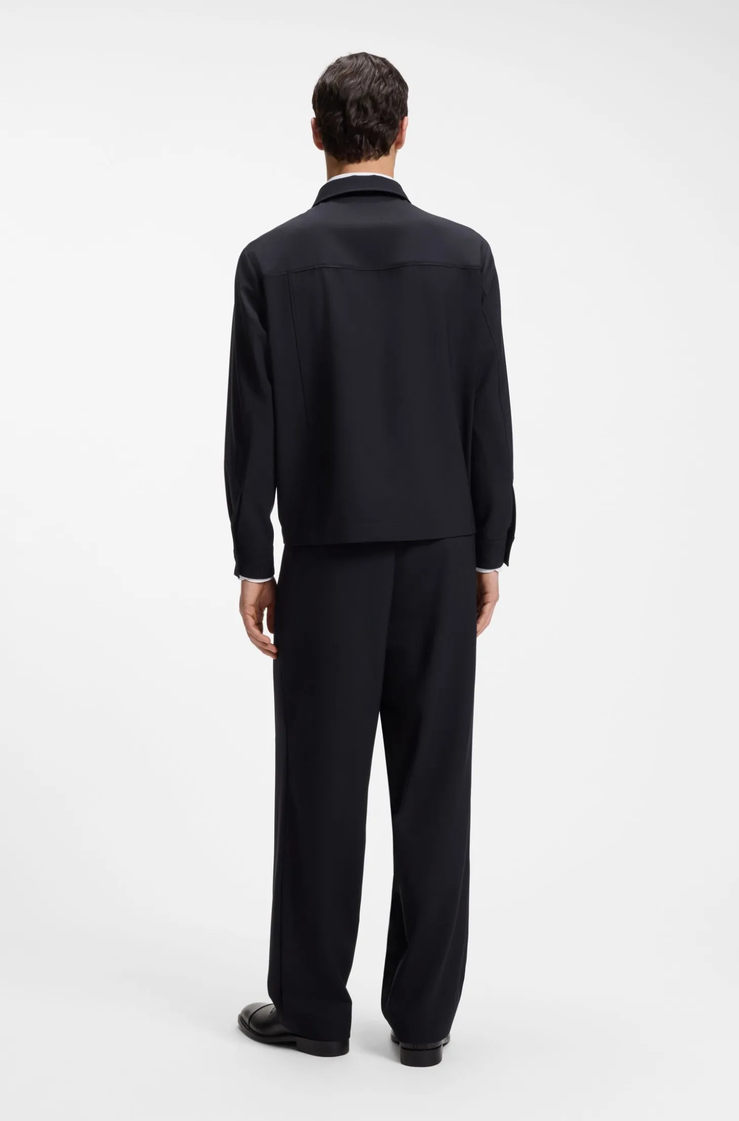 Relaxed-fit zip-up jacket in patterned virgin wool