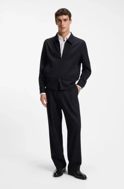 Relaxed-fit zip-up jacket in patterned virgin wool