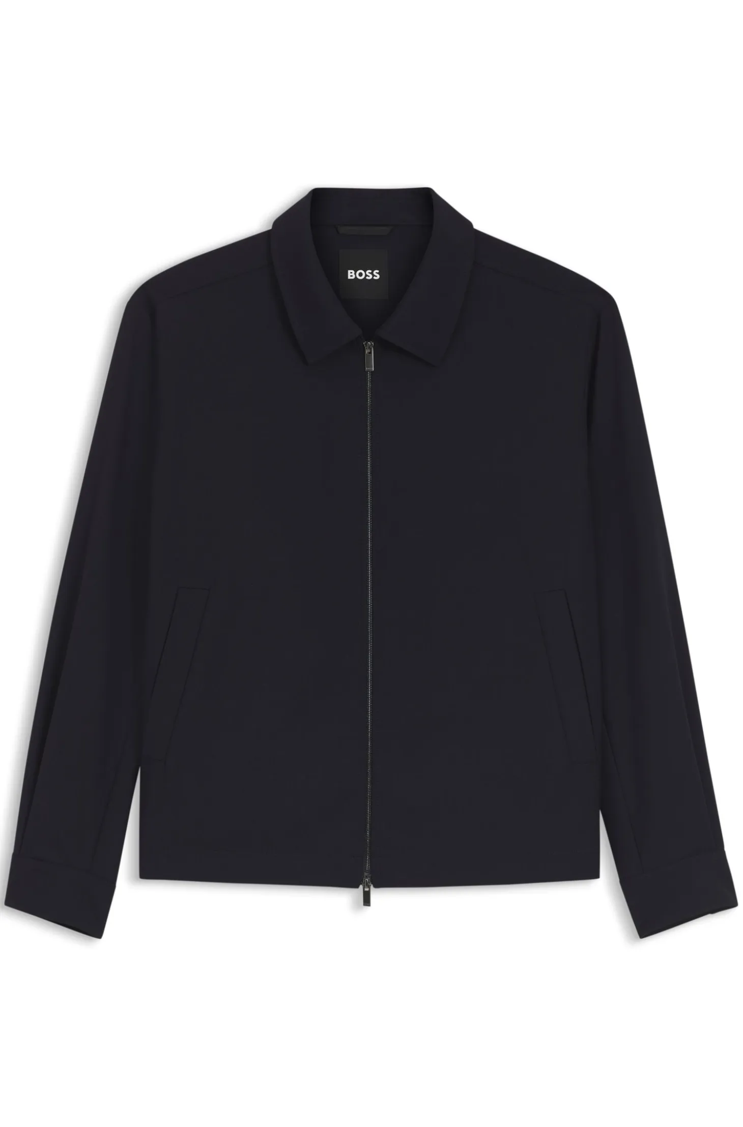 Relaxed-fit zip-up jacket in patterned virgin wool