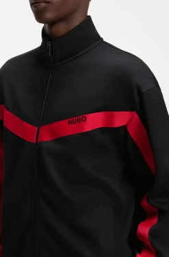 Relaxed-fit zip-up sweatshirt with chevron tape