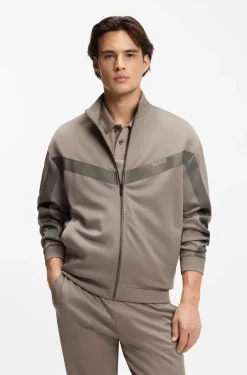 Relaxed-fit zip-up sweatshirt with chevron tape