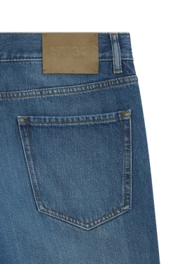 Relaxed-tapered-fit jeans in blue denim