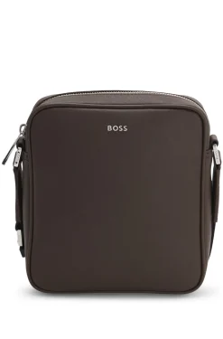 Reporter bag with silver-tone logo lettering